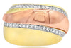 ESTATE LARGE .56CT DIAMOND 14KT TRI COLOR GOLD CRISS CROSS FUN DOUBLE WAVE RING
