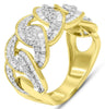 LARGE 1.31CT DIAMOND 14KT YELLOW GOLD 3D ROUND & BAGUETTE LOVE KNOT WEDDING RING