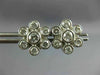 ANTIQUE LARGE 1.14CT DIAMOND 14KT WHITE GOLD FLOWER CLUSTER BEZEL EARRINGS #1958