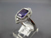LARGE 1.58CT DIAMOND & AAA AMETHYST 14KT WHITE GOLD 3D EMERALD CUT FILIGREE RING