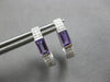 .72CT DIAMOND & AAA AMTHEYST 14K WHITE GOLD EMERALD CUT & ROUND HUGGIE EARRINGS