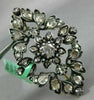 ANTIQUE LARGE 2.0CT DIAMOND 14KT YELLOW GOLD & SILVER 3D FLOWER LEAF BROOCH PIN