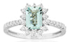 1.35CT DIAMOND & AAA AQUAMARINE 14KT WHITE GOLD 3D HALO CLASSIC ENGAGEMENT RING