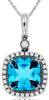 2.78CT DIAMOND & AAA BLUE TOPAZ 14KT WHITE GOLD CUSHION & ROUND FLOATING PENDANT