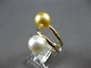 LARGE AAA WHITE & GOLDEN SOUTH SEA PEARL 18KT YELLOW GOLD CRISS CROSS LOVE RING