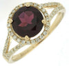 ESTATE 2.56CT DIAMOND & AAA RHODOLITE 14KT YELLOW GOLD 3D ROUND HALO FUN RING