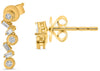 ESTATE .26CT DIAMOND 14KT YELLOW GOLD ROUND & BAGUETTE ZIG ZAG HANGING EARRINGS