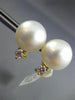ESTATE LARGE .4CT DIAMOND & AAA SOUTH SEA PEARL 18K YELLOW GOLD CLASSIC EARRINGS