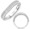 ESTATE .51CT DIAMOND 14KT WHITE GOLD 3D CLASSIC PAVE SWIRL ANNIVERSARY RING