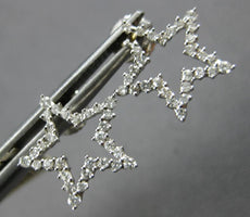 ESTATE .35CT DIAMOND 14KT WHITE GOLD 3D CLASSIC OPEN STAR STUD HANGING EARRINGS