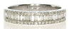 WIDE .63CT DIAMOND 18KT WHITE GOLD 3D ROUND & BAGUETTE 3 ROW ANNIVERSARY RING