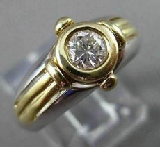 ESTATE .33CT DIAMOND 14KT TWO TONE GOLD SOLITAIRE BEZEL ENGAGEMENT RING #22426