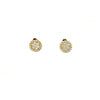ESTATE .36CT DIAMOND 18KT WHITE GOLD 3D FLOWER HALO CLASSIC STUD EARRINGS