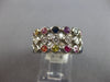 LARGE 2.98CT DIAMOND & AAA MULTI COLOR SAPPHIRE 14KT WHITE GOLD 3 ROW BEZEL RING