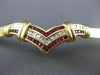 ANTIQUE 2.20CT DIAMOND & AAA RUBY 14KT YELLOW GOLD V SHAPE BANGLE BRACELET #713
