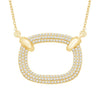 LARGE .39CT DIAMOND 14K YELLOW GOLD ROUND CLASSIC 3 ROW SQUARE FUN LOVE NECKLACE
