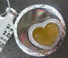 LARGE .42CT DIAMOND & AAA MOTHER OF PEARL 18KT WHITE GOLD CIRCULAR HEART PENDANT