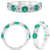 LARGE 2.0CT DIAMOND & AAA EMERALD 14KT WHITE GOLD 3D ROUND 9 STONE WEDDING RING