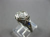 .26CT OLD MINE DIAMOND & AAA SAPPHIRE 18K WHITE GOLD 3D ART DECO ENGAGEMENT RING