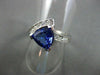 ESTATE WIDE 1.68CT DIAMOND & AAA TANZANITE 14K WHITE GOLD 3D TRILLION RING #2454