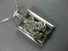 ANTIQUE .43CT DIAMOND 18KT WHITE GOLD RECTANGULAR FILIGREE FLOWER PENDANT 11364