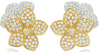 ESTATE LARGE 3.0CT DIAMOND 18K 2 TONE GOLD 3D DOUBLE FLOWER FUN HANGING EARRINGS