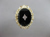 ANTIQUE VICTORIAN OLD MINE DIAMOND ONYX 14K Y GOLD FILIGREE COCKTAIL RING #20714