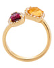 ESTATE 1.45CT DIAMOND & AAA CITRINE & AMETHYST 18KT YELLOW GOLD CRISS CROSS RING