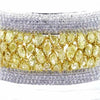 EXTRA LARGE 17.42CT WHITE & FANCY YELLOW DIAMOND 18K 2 TONE GOLD BANGLE BRACELET