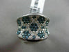 ESTATE LARGE 2.86CT WHITE & BLUE DIAMOND 14K WHITE GOLD 3D MULTI FLOWER FUN RING