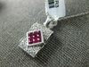 ESTATE 1.57CT DIAMONDS & AAA RUBY 18KT WHITE GOLD RECTANGULAR INVISIBLE PENDANT