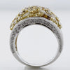 EXTRA LARGE 8.29CT WHITE & FANCY YELLOW DIAMOND 18KT WHITE GOLD MULTI SHAPE RING