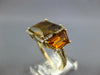 LARGE 6.27CT DIAMOND AAA CITRINE 14K YELLOW GOLD SQUARE & TRAPEZOID 3 STONE RING