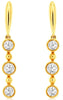 .33CT DIAMOND 14KT YELLOW GOLD 3D ROUND PAST PRESENT FUTURE 3 STONE FUN EARRINGS