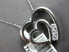 LARGE .25CT DIAMOND 14K WHITE GOLD 3D 3 STONE DOUBLE HEART LOVE FLOATING PENDANT