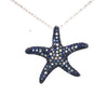 LARGE 2.79CT DIAMOND & AAA SAPPHIRE 18KT WHITE GOLD 3D STARFISH FLOATING PENDANT