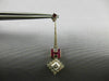 ANTIQUE 1.64CT DIAMOND & AAA RUBY 14KT WHITE GOLD 3D SQUARE HANGING EARRINGS