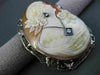 ANTIQUE LARGE OLD MINE DIAMOND 14KT 2TONE GOLD FILIGREE CAMEO BROOCH PIN #23066