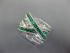 LARGE 2.01CT DIAMOND & AAA EMERALD 14K WHITE GOLD CRISS CROSS INFINITY LOVE RING