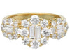 1.50CT DIAMOND 18K YELLOW GOLD 3D ROUND & BAGUETTE PAST PRESENT FUTURE LOVE RING