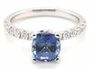2.85CT DIAMOND & AAA TANZANITE 18K WHITE GOLD CUSHION & ROUND SEMI ETERNITY RING