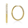 ESTATE .46CT DIAMOND 18K YELLOW GOLD 3D ROUND HAMMERED HOOP FUN HANGING EARRINGS