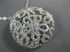 ESTATE LARGE 1.23CT DIAMOND 18K WHITE GOLD CIRCULAR OPEN FILIGREE FLOWER PENDANT