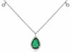 ESTATE .80CT DIAMOND & AAA EMERALD 14KT WHITE GOLD 3D TEAR DROP LARIAT NECKLACE