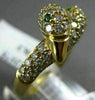 ESTATE WIDE 1.60CT DIAMOND & EMERALD 18K YELLOW GOLD CRISS CROSS BIRD RING 22075