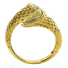LARGE .27CT WHITE & FANCY YELLOW DIAMOND 18KT 2 TONE GOLD 3D PANTHER SNAKE RING