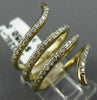 ESTATE LARGE .72CT DIAMOND 14KT YELLOW GOLD 3D MULTI ROW WAVE SNAKE SWIRL RING