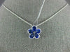 ESTATE 1.99CT DIAMOND & AAA SAPPHIRE 18KT WHITE GOLD 3D FLOWER FILIGREE PENDANT