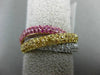 ESTATE 2.86CT DIAMOND & AAA PINK YELLOW SAPPHIRE 14K TRI COLOR GOLD TRINITY RING