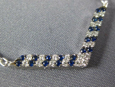 .30CT DIAMOND & AAA SAPPHIRE 18KT WHITE GOLD 3D CLASSIC 2 ROW V SHAPE NECKLACE